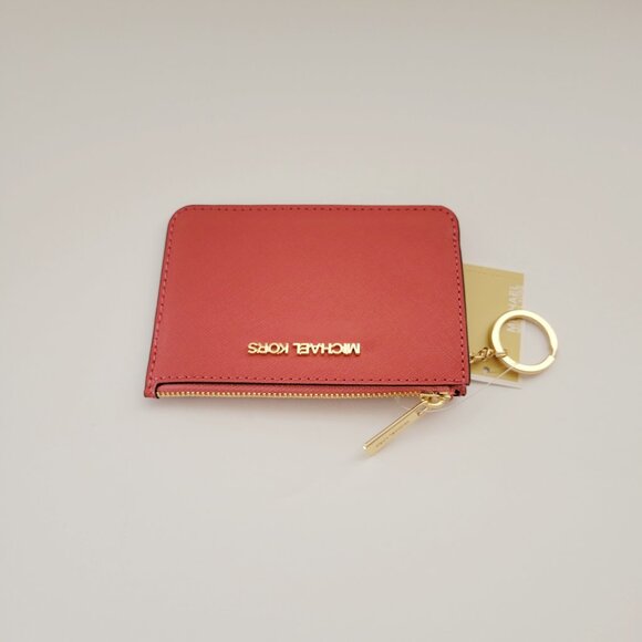 Michael Kors Jet Set Travel Small Top Zip Coin Pouch ID Key Ring Light Berry - Picture 5 of 6